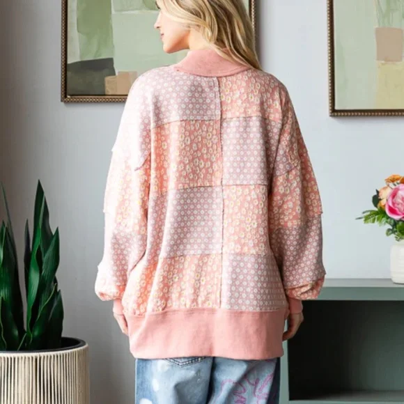 POL Women's Pink Floral Cowl Neck Sweater - Picture 7 of 7